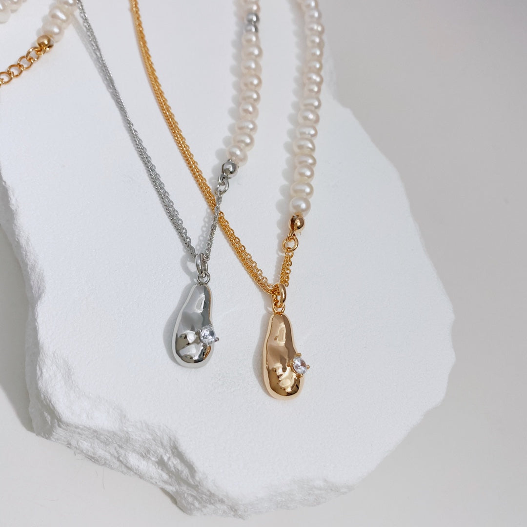 Freshwater Pearl Zirconia Necklace — Pearl, Cubic Zirconia & 18K Gold Vermeil | SENLORE