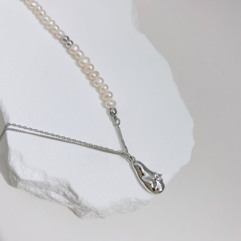 Freshwater Pearl Zirconia Necklace — Pearl, Cubic Zirconia & 18K Gold Vermeil | SENLORE