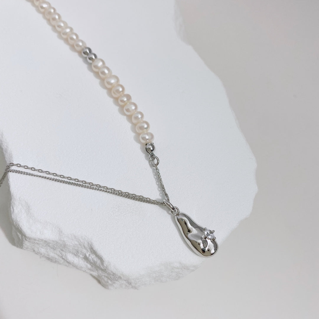 Freshwater Pearl Zirconia Necklace — Pearl, Cubic Zirconia & 18K Gold Vermeil | SENLORE