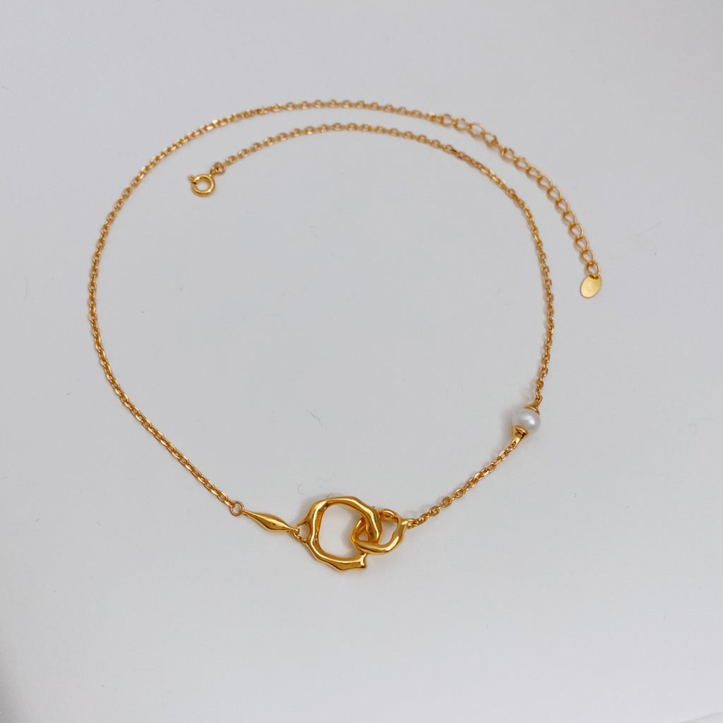Double-Ring Agate Necklace — Agate, Sterling Silver & 18K Gold Vermeil | SENLORE