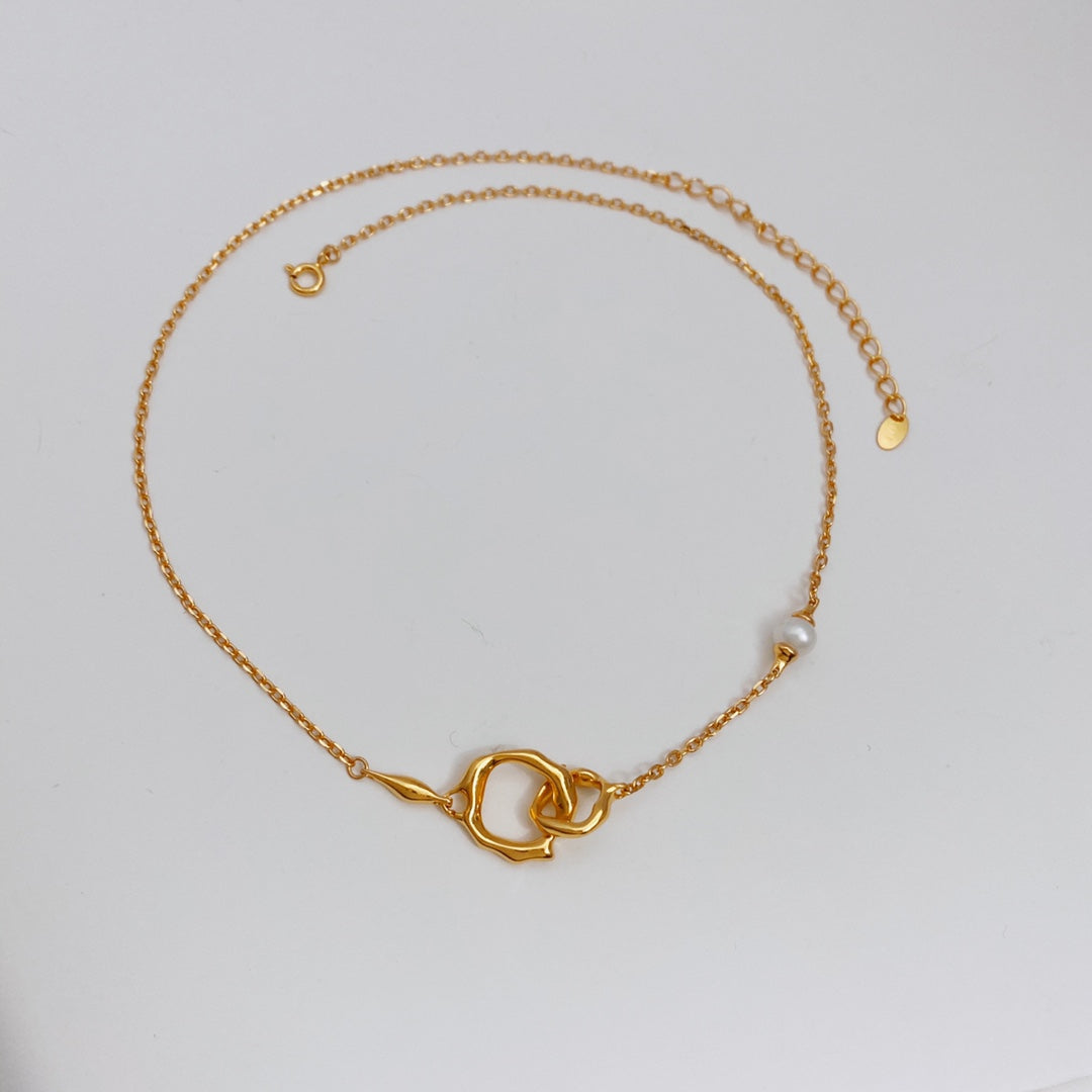 Double-Ring Agate Necklace — Agate, Sterling Silver & 18K Gold Vermeil | SENLORE
