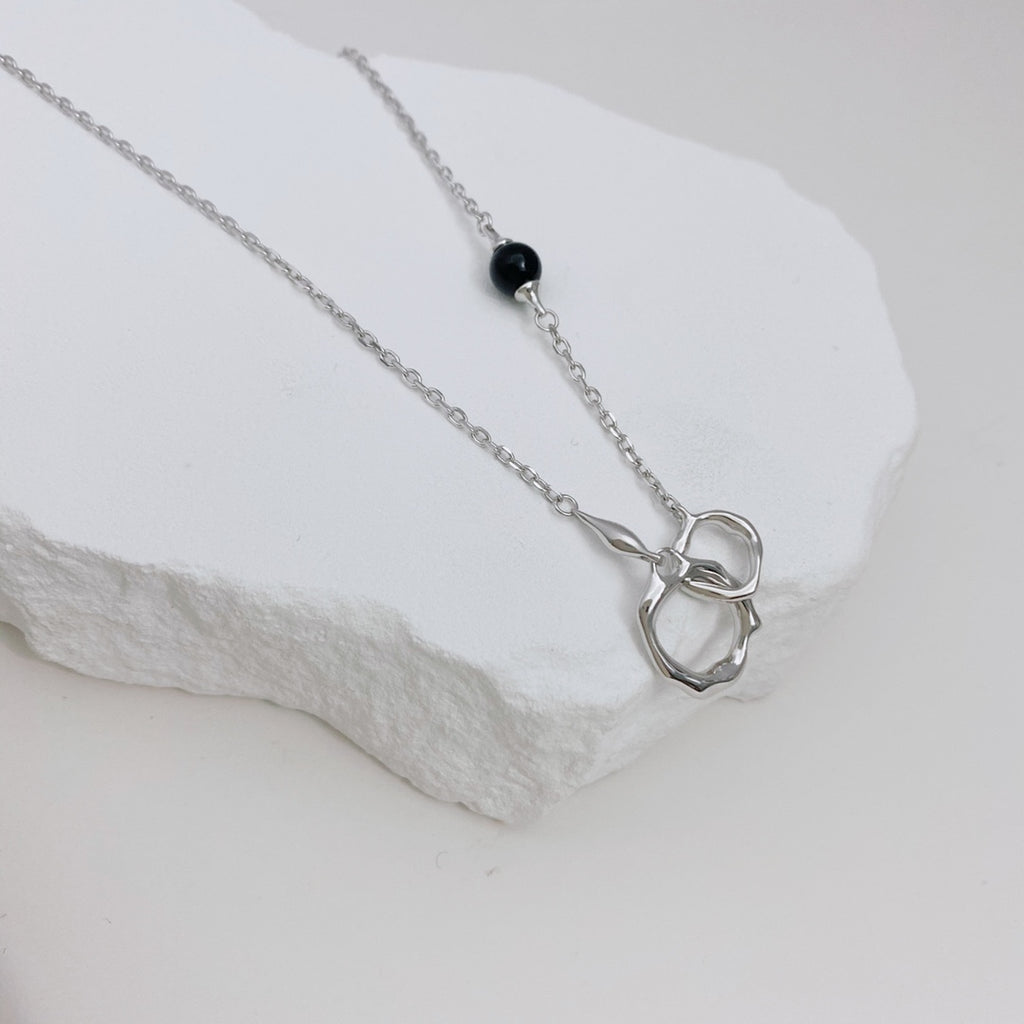 Double-Ring Agate Necklace — Agate, Sterling Silver & 18K Gold Vermeil | SENLORE