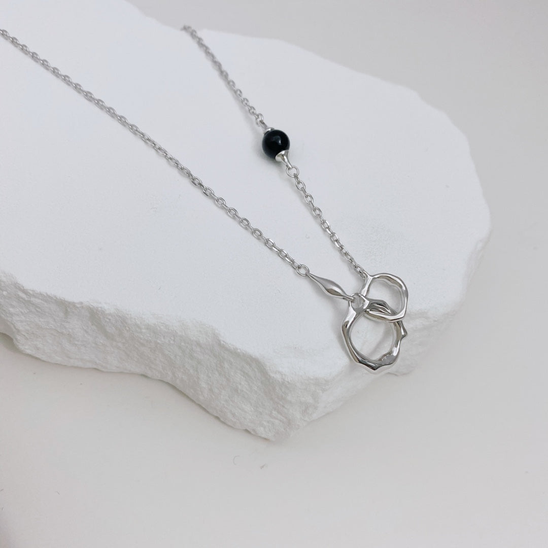 Double-Ring Agate Necklace — Agate, Sterling Silver & 18K Gold Vermeil | SENLORE