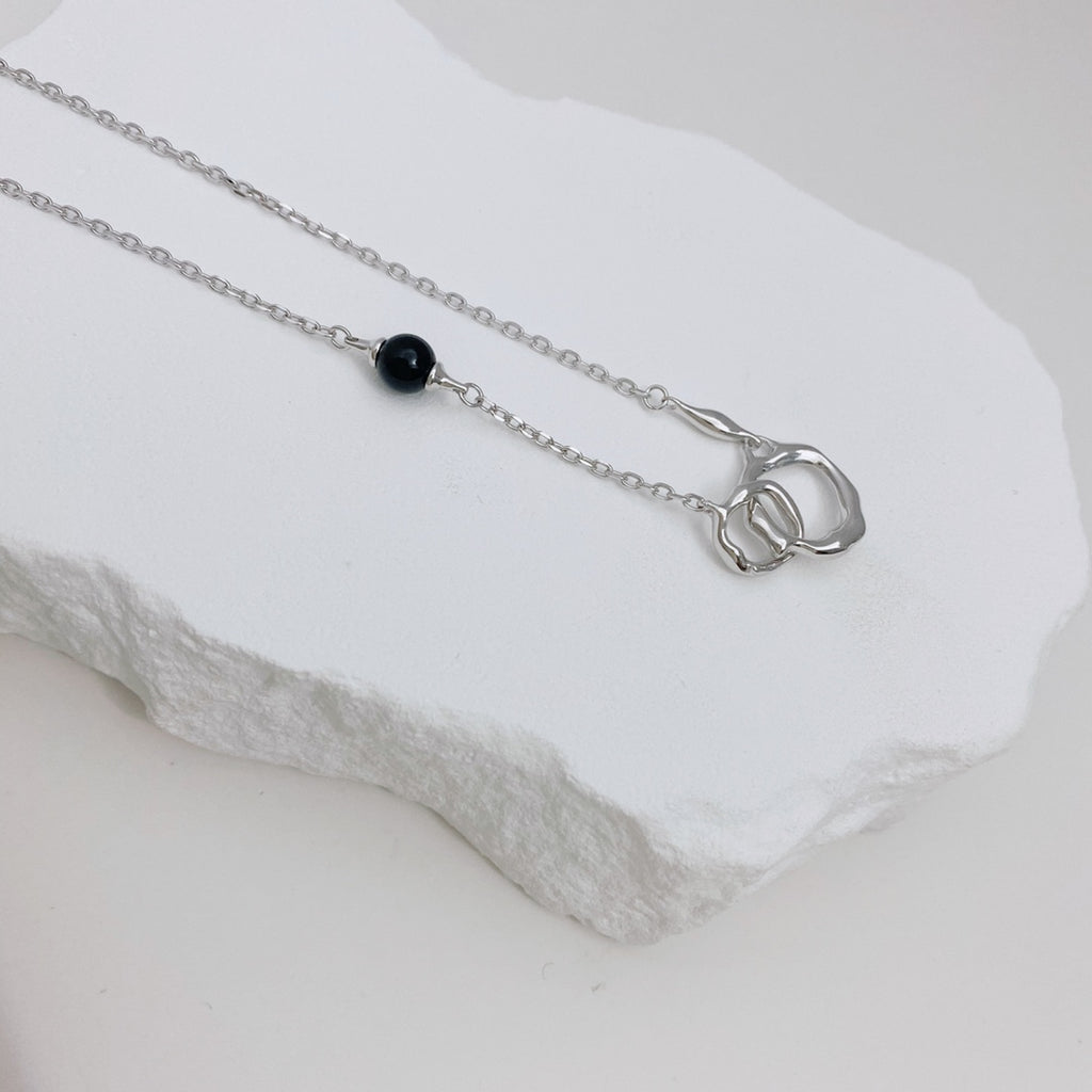 Double-Ring Agate Necklace — Agate, Sterling Silver & 18K Gold Vermeil | SENLORE