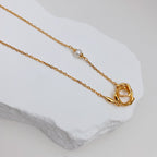 Double-Ring Agate Necklace — Agate, Sterling Silver & 18K Gold Vermeil | SENLORE