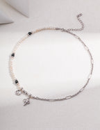 Star Moon Pearl Necklace — Sterling Silver, 18K Gold Vermeil, natural freshwater pearl, black agate | SENLORE
