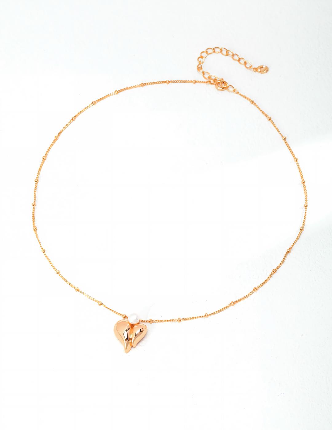 Heart Pearl Necklace — Sterling Silver, 18K Gold Vermeil, natural freshwater pearl | SENLORE