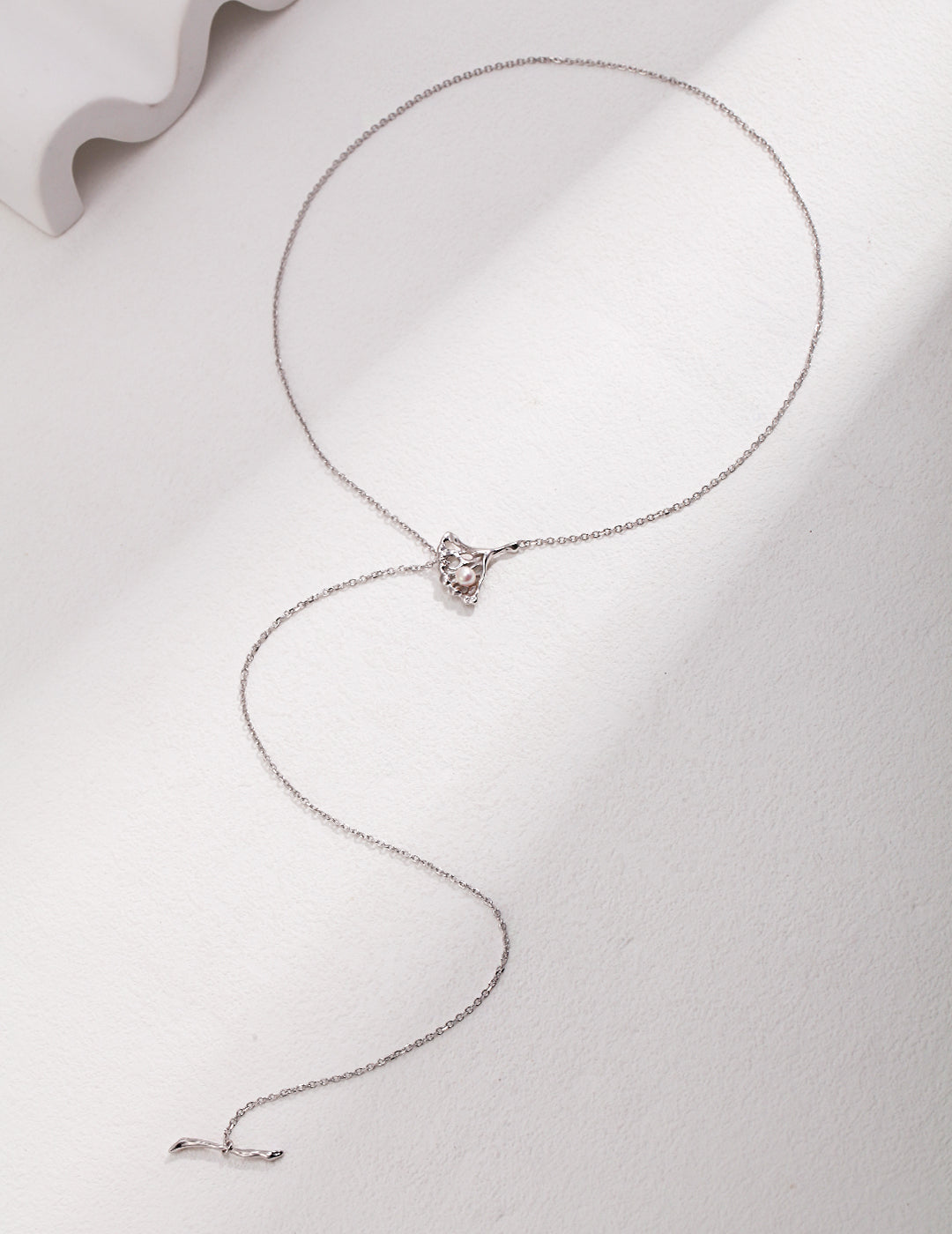Ginkgo Leaf Pearl Necklace — Sterling Silver, 18K Gold Vermeil, natural freshwater pearl | SENLORE