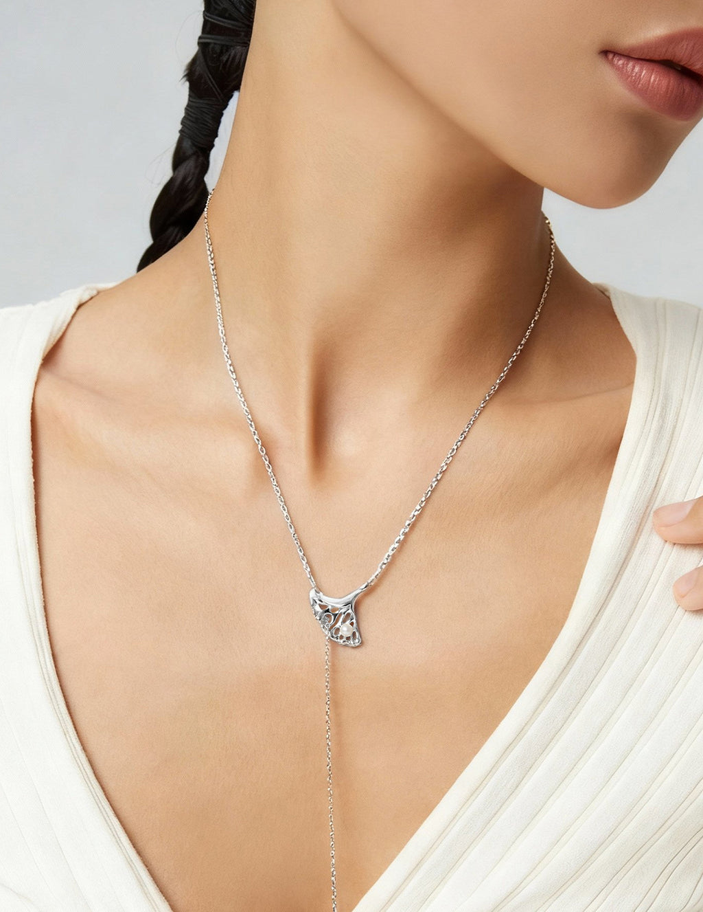 Ginkgo Leaf Pearl Necklace — Sterling Silver, 18K Gold Vermeil, natural freshwater pearl | SENLORE