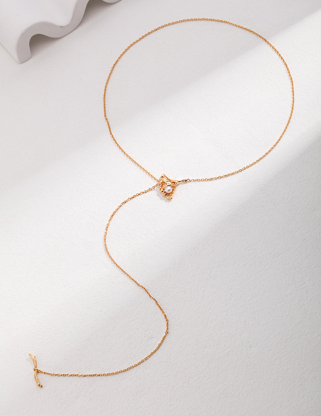 Ginkgo Leaf Pearl Necklace — Sterling Silver, 18K Gold Vermeil, natural freshwater pearl | SENLORE