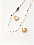 Bamboo Knot Mother-of-Pearl Necklace — 18K Gold Vermeil, natural mother-of-pearl, green phantom quartz | SENLORE