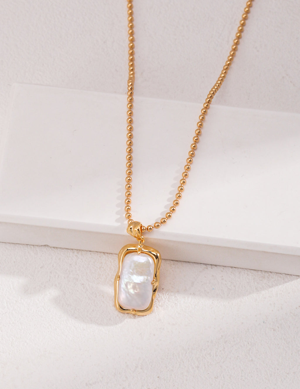 Square Baroque Pearl Necklace — 18K Gold Vermeil, natural baroque pearl | SENLORE