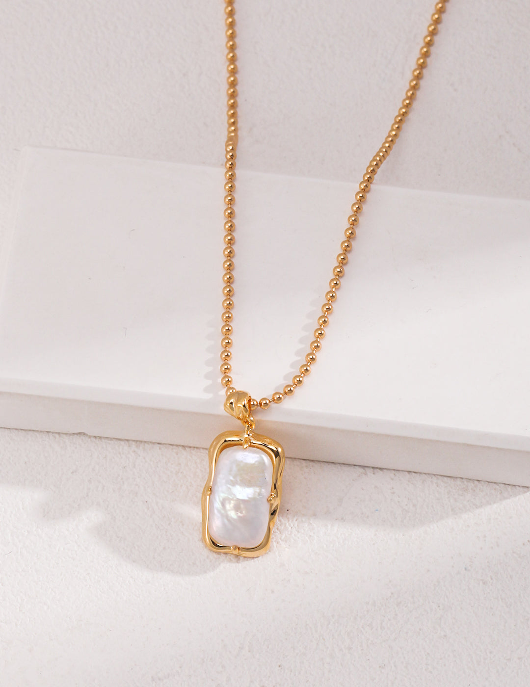 Square Baroque Pearl Necklace — 18K Gold Vermeil, natural baroque pearl | SENLORE