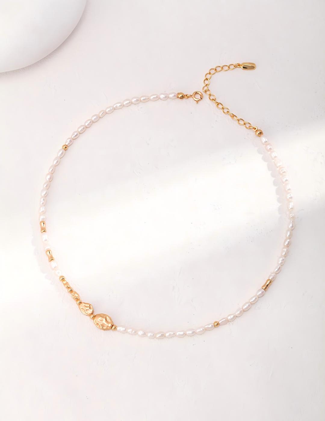 Rock Texture Pearl Necklace — 18K Gold Vermeil, natural freshwater pearl | SENLORE
