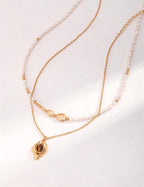 Rock Texture Pearl Necklace — 18K Gold Vermeil, natural freshwater pearl | SENLORE