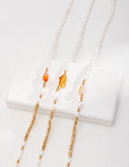 Tiger's Eye Honey Amber Pearl Necklace — 18K Gold Vermeil, tiger's eye, honey amber, natural freshwater pearl | SENLORE