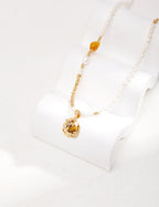 Tiger's Eye Honey Amber Pearl Necklace — 18K Gold Vermeil, tiger's eye, honey amber, natural freshwater pearl | SENLORE