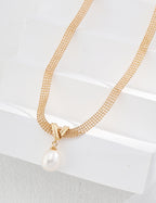 Minimal Pearl Pendant Necklace — Sterling Silver, 18K Gold Vermeil, natural freshwater pearl | SENLORE