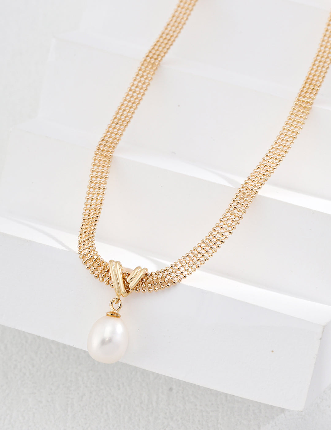 Minimal Pearl Pendant Necklace — Sterling Silver, 18K Gold Vermeil, natural freshwater pearl | SENLORE