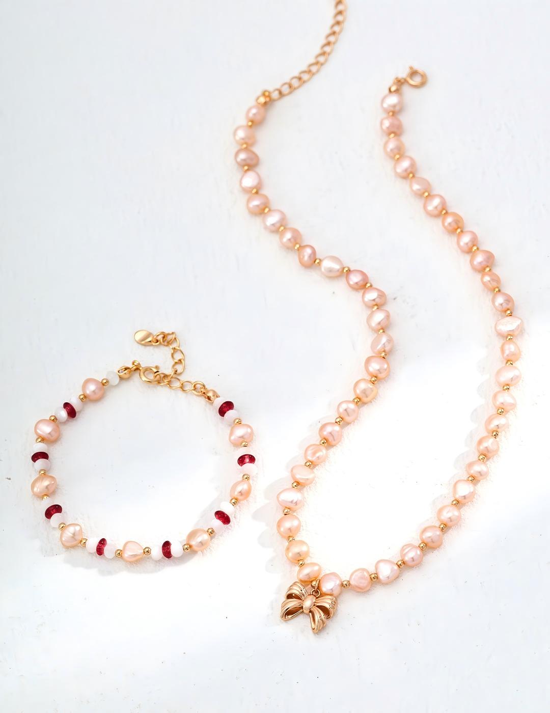 Bow Champagne Pearl Necklace — 18K Gold Vermeil, natural freshwater pearl | SENLORE