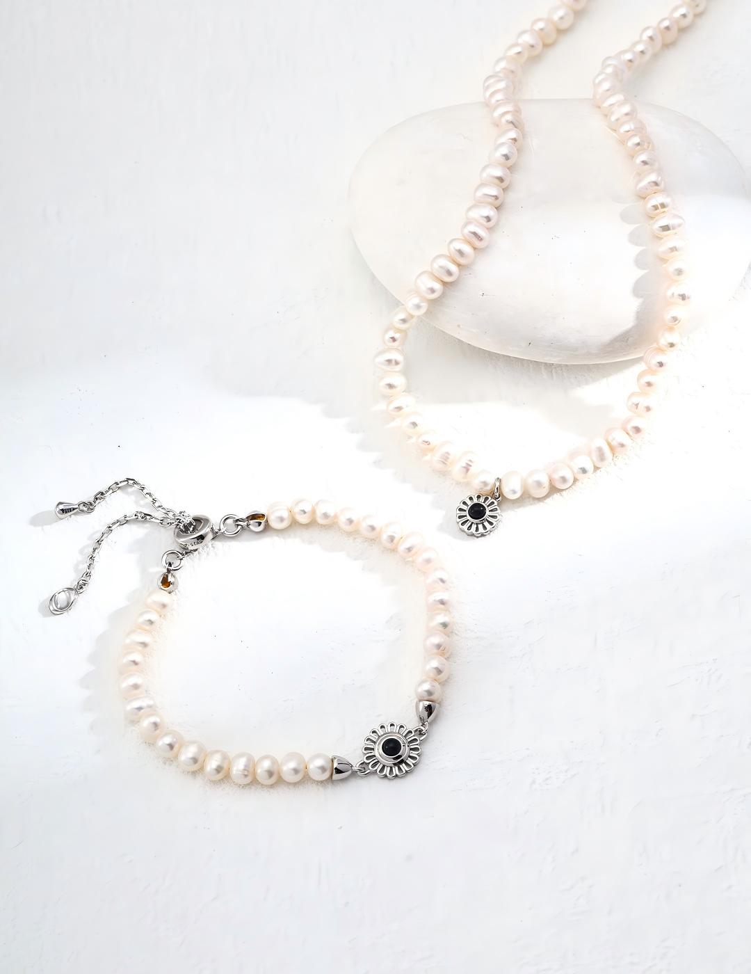 Pearl Agate Necklace — Sterling Silver, 18K Gold Vermeil, agate, natural freshwater pearl | SENLORE