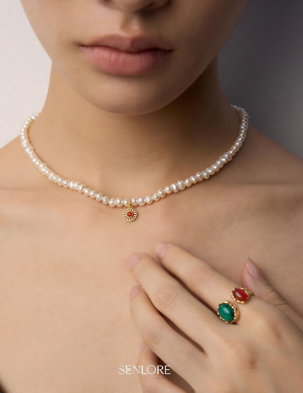 Pearl Agate Necklace — Sterling Silver, 18K Gold Vermeil, agate, natural freshwater pearl | SENLORE
