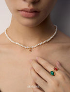 Pearl Agate Necklace — Sterling Silver, 18K Gold Vermeil, agate, natural freshwater pearl | SENLORE