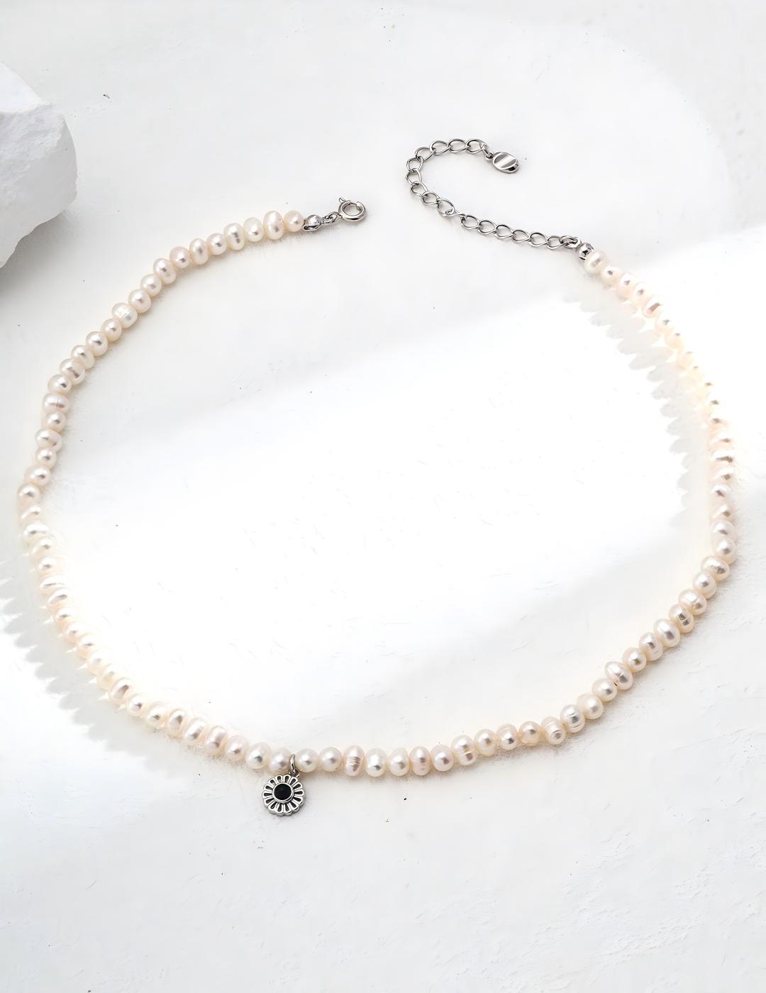 Pearl Agate Necklace — Sterling Silver, 18K Gold Vermeil, agate, natural freshwater pearl | SENLORE