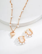 Frosted Heart Pearl Necklace — 18K Gold Vermeil, natural freshwater pearl, cubic zirconia | SENLORE