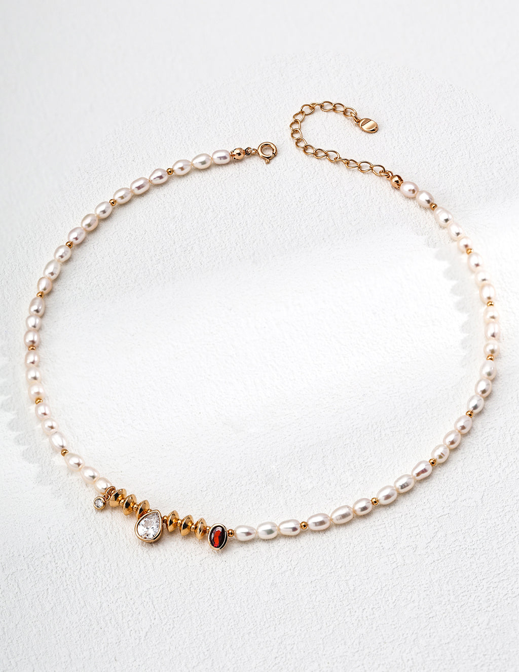Vintage Pearl Zircon Necklace — 18K Gold Vermeil, natural freshwater pearl, cubic zirconia | SENLORE