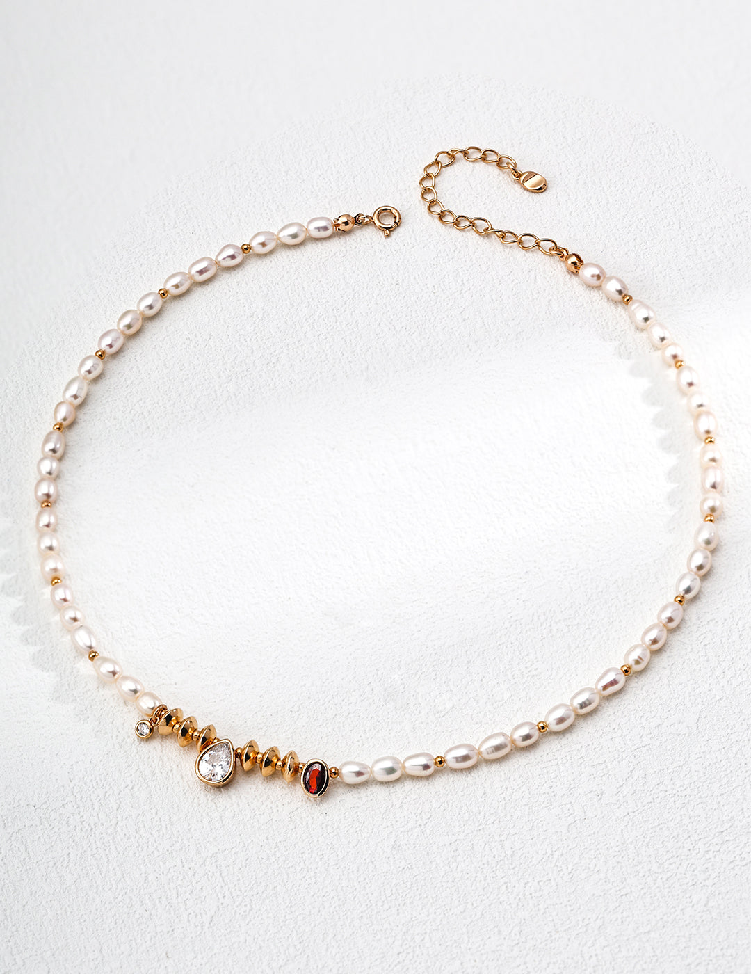 Vintage Pearl Zircon Necklace — 18K Gold Vermeil, natural freshwater pearl, cubic zirconia | SENLORE