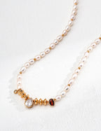 Vintage Pearl Zircon Necklace — 18K Gold Vermeil, natural freshwater pearl, cubic zirconia | SENLORE