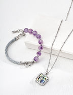 SENLORE Vintage Iridescent Shell Necklace – Front View