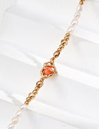 Pearl Rhodochrosite Necklace — 18K Gold Vermeil, natural freshwater pearl, rhodochrosite | SENLORE