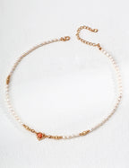 Pearl Rhodochrosite Necklace — 18K Gold Vermeil, natural freshwater pearl, rhodochrosite | SENLORE