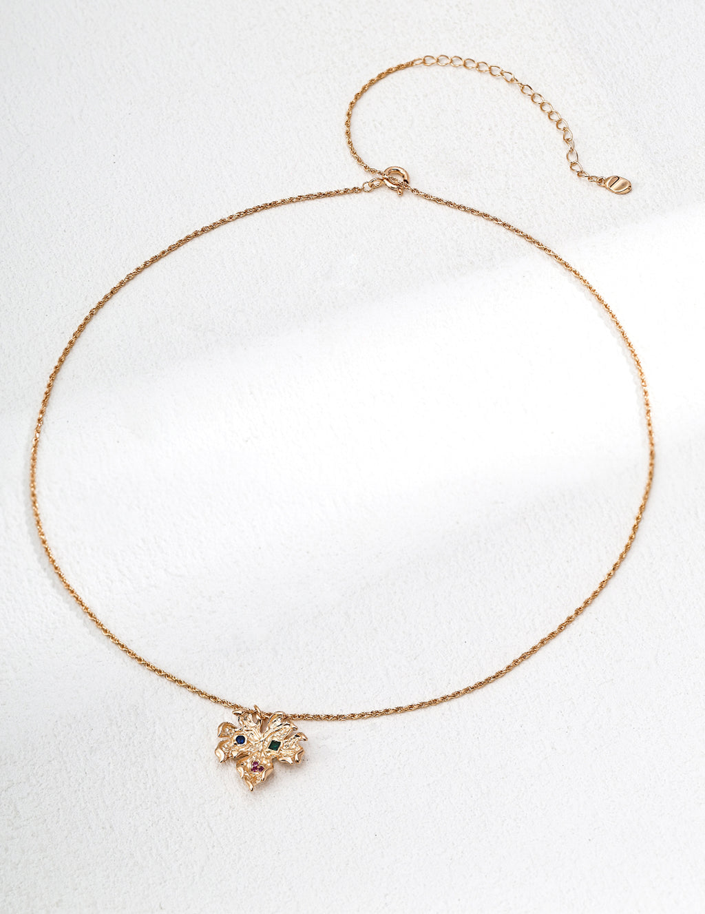 Maple Leaf Zircon Necklace — 18K Gold Vermeil, blue zircon | SENLORE