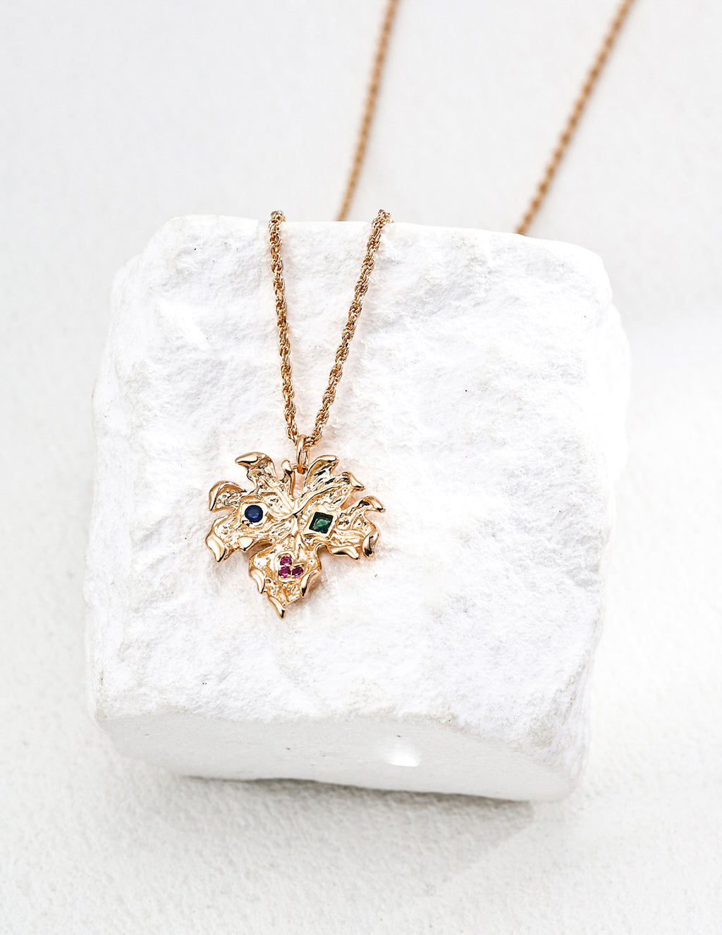 Maple Leaf Zircon Necklace — 18K Gold Vermeil, blue zircon | SENLORE
