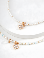 SENLORE Four-leaf Clover Pearl Necklace – Front View