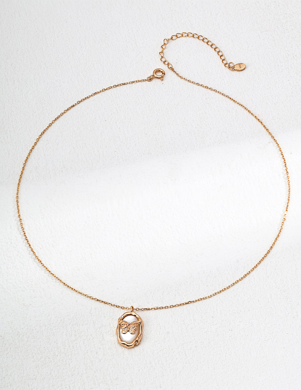 SENLORE Designer Butterfly Mother-of-Pearl Necklace – Side View