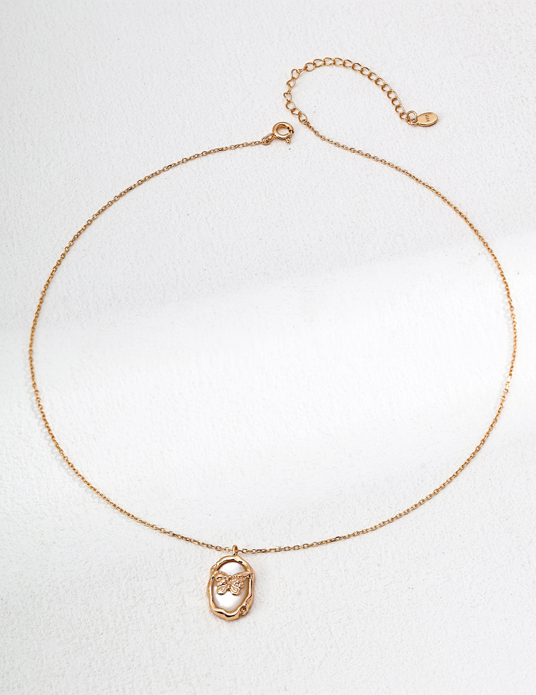 SENLORE Designer Butterfly Mother-of-Pearl Necklace – Side View