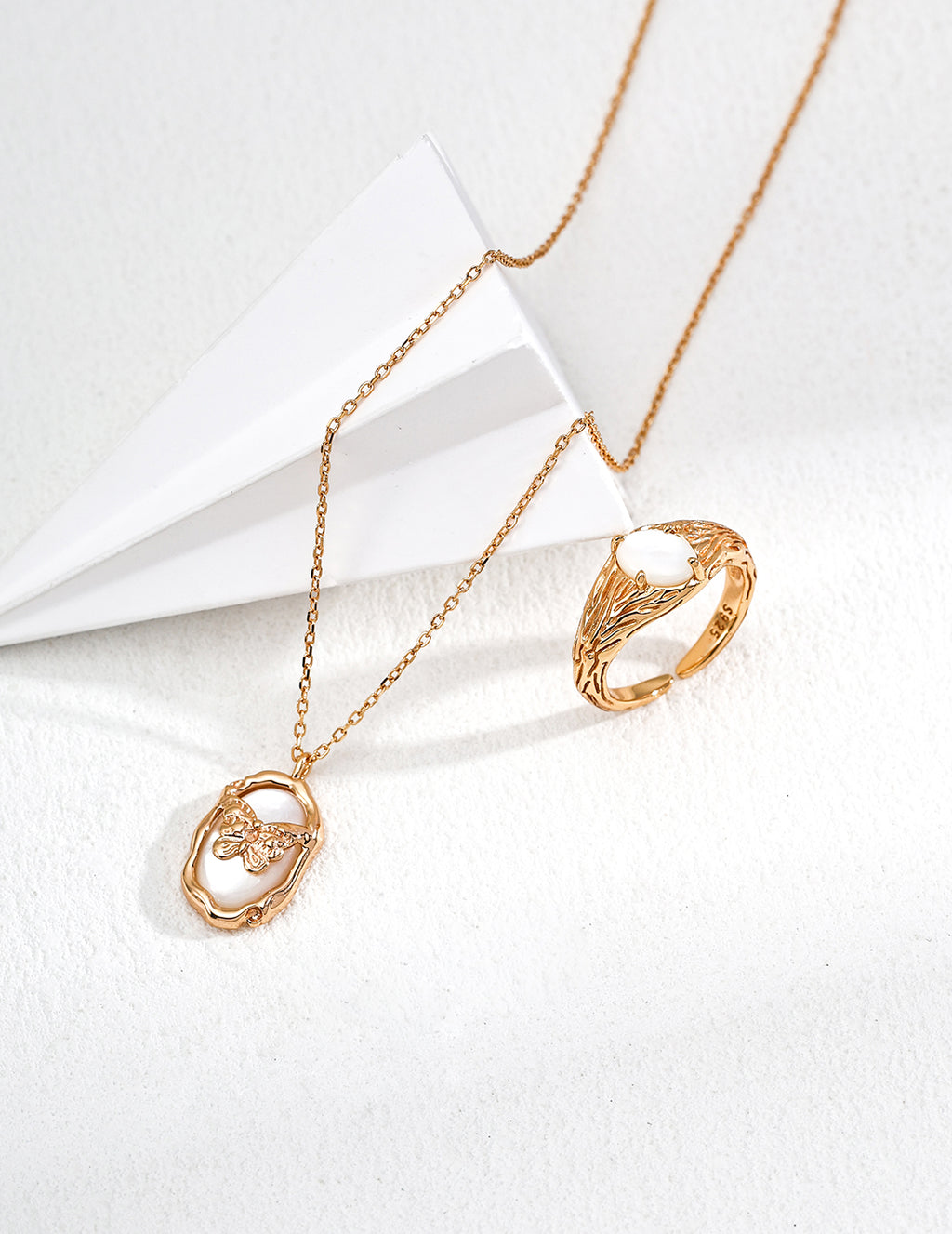SENLORE Designer Butterfly Mother-of-Pearl Necklace – Lifestyle Shot
