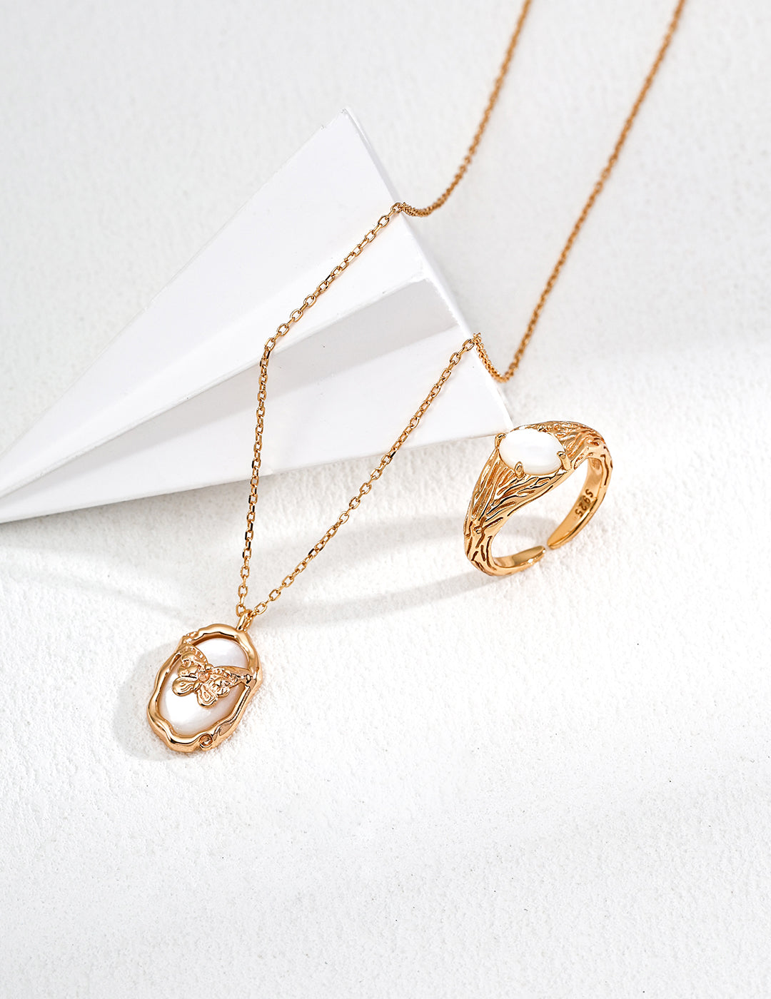 SENLORE Designer Butterfly Mother-of-Pearl Necklace – Lifestyle Shot