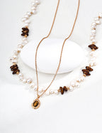 Pearl Czech Glass Necklace — 18K Gold Vermeil, natural freshwater pearl, Czech glass | SENLORE