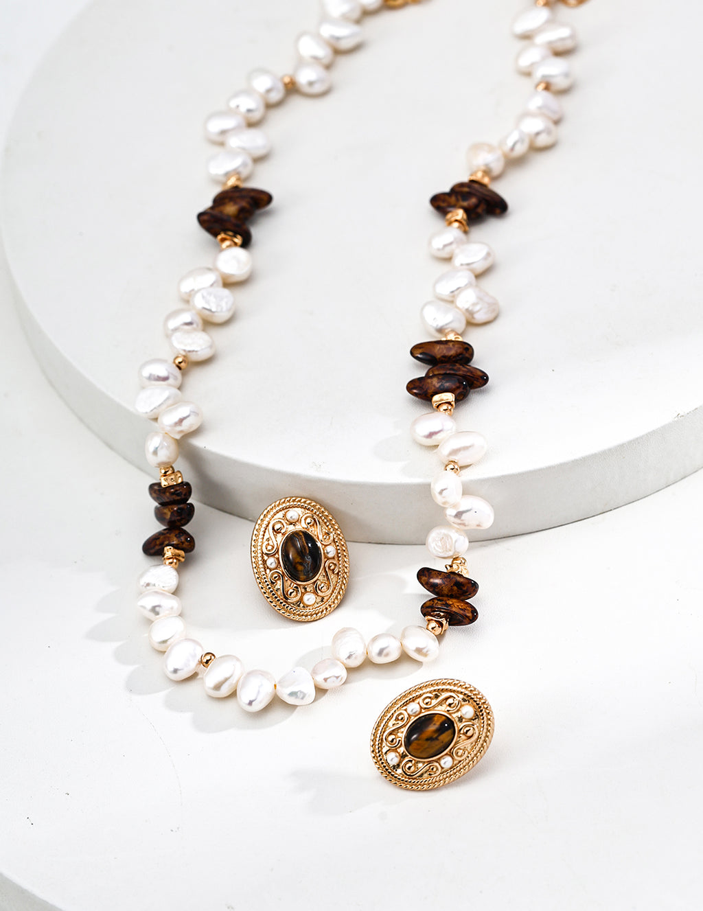 Pearl Czech Glass Necklace — 18K Gold Vermeil, natural freshwater pearl, Czech glass | SENLORE