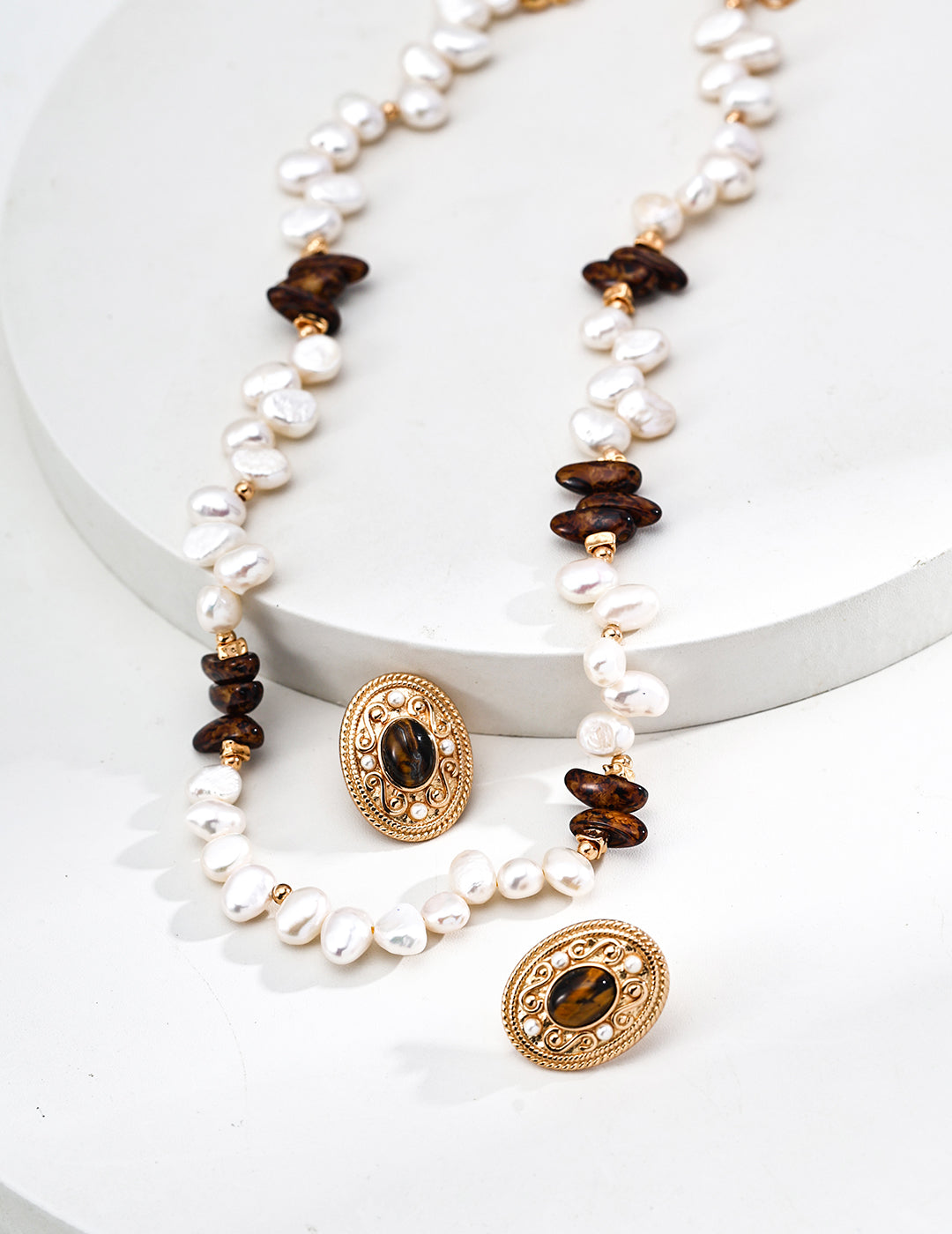 Pearl Czech Glass Necklace — 18K Gold Vermeil, natural freshwater pearl, Czech glass | SENLORE