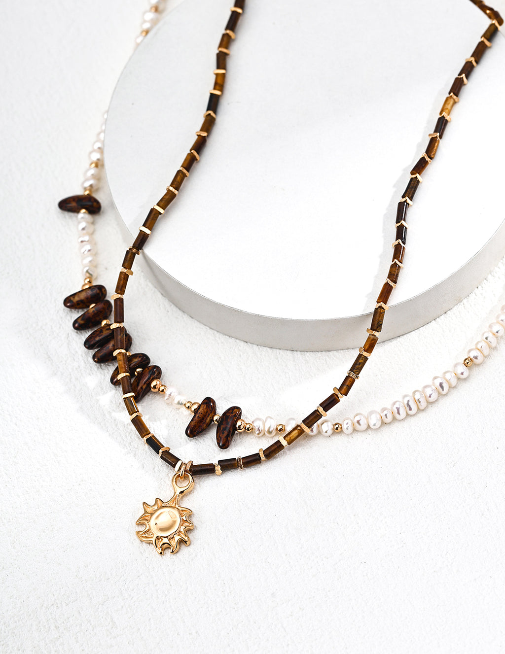 Pearl Czech Glass Necklace — 18K Gold Vermeil, natural freshwater pearl, Czech glass | SENLORE
