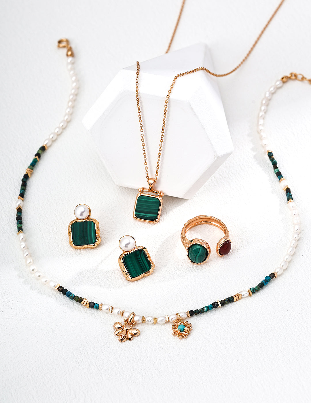 Minimal Malachite Necklace — 18K Gold Vermeil, malachite | SENLORE