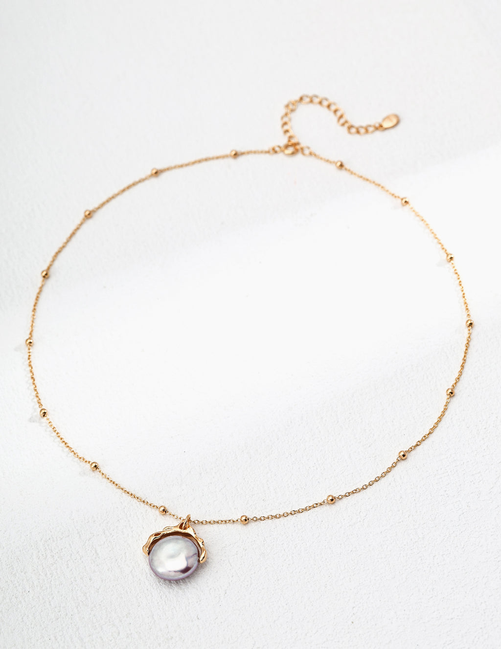 Button Pearl Necklace — 18K Gold Vermeil, natural freshwater pearl | SENLORE