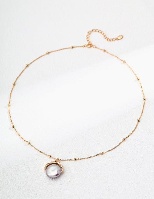 Button Pearl Necklace — 18K Gold Vermeil, natural freshwater pearl | SENLORE