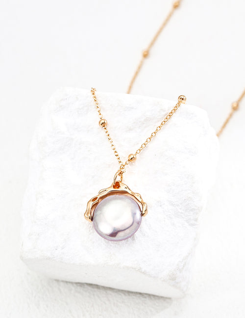Button Pearl Necklace — 18K Gold Vermeil, natural freshwater pearl | SENLORE